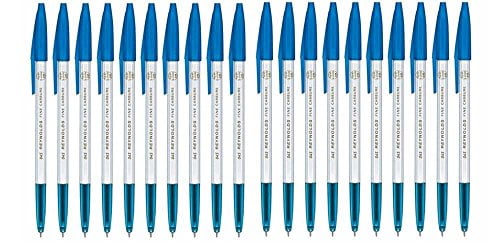 Set of 20 Reynolds0.45 fine carbure ball Point pens BLUE Free worldWide Shipping 