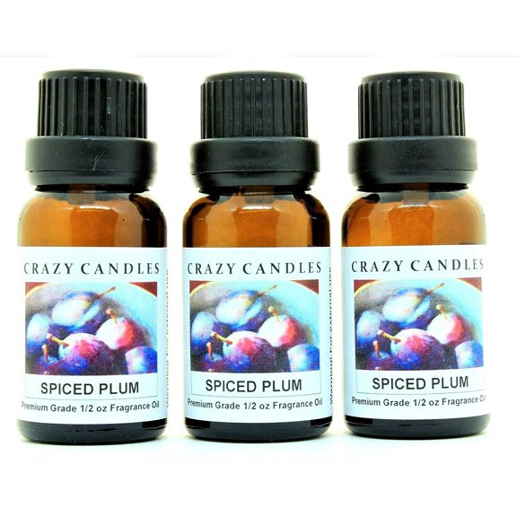 Spiced Plum 3 Bottles 1/2 FL Oz Each 15ml Premium Grade Scented Fragrance Oil by Crazy Candles