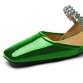 thumbnail image 4 of YDN Women Classic Square Closed Toe Rhinestone Strap Pumps Block Low Heel Slingbacks Mary Janes Fashion Dressy Shoes Size 16 Green, 4 of 5