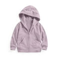 thumbnail image 6 of Ulanda Girls Zip Up Hoodies Teen Fleece Full-Zip Sweatshirts Jacket Casual Fall Hoodie with Pocket (Purple, 3-4 Years), 6 of 7