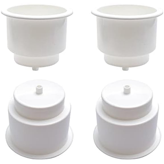 White Plastic Cup Drink Holder Insert with Drain for Marine Boat RV Camper (4 pcs)$$Vehicle Parts & Accessories