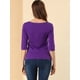 thumbnail image 5 of CamiseAjustaCon Cuello Redondo Y Mangas Al Codo PaMujer Morado oscuro S, 5 of 6