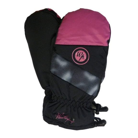 Weatherproof Girls Pink & Black Snow & Ski Mittens with Fleece Lining