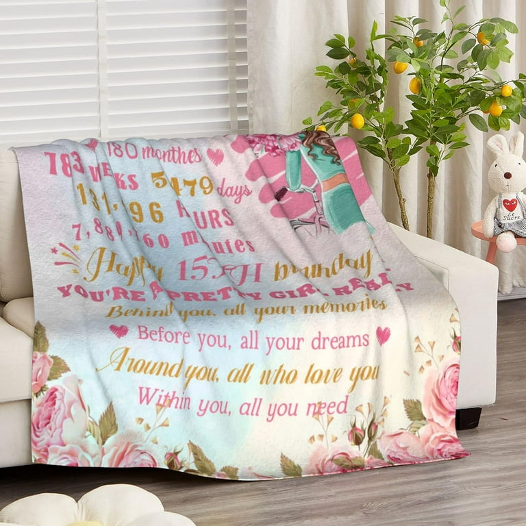 RooRuns 17th Birthday Gifts for Girls - Best Gifts for 17 Year Old Girls  Throw Blanket,Gifts for 17 Year Old Girls Teenage Girls Birthday  Decorations Gift Ideas 