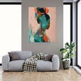 thumbnail image 2 of Canvas Painting Abstract Painting - Modern Minimalist Woman Portrait in Teal, Pink, Blue, Orange, Black, White - Elegant Home/Office/Commercial Wall Decor - Durable Canvas Print for Living Room, 2 of 10