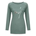 thumbnail image 4 of Camiseta de manga larga informal suelta con cuello redondo y estampado de color liso para mujer Fridja hj1790, 4 of 4