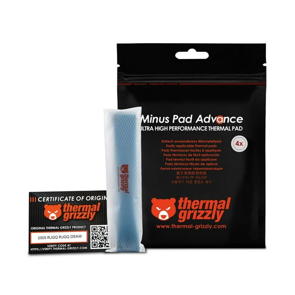 Almohadilla de interfaz térmica Thermal Grizzly Minus Pad Advance 120 x 20 x 0,5 mm, paquete de 4