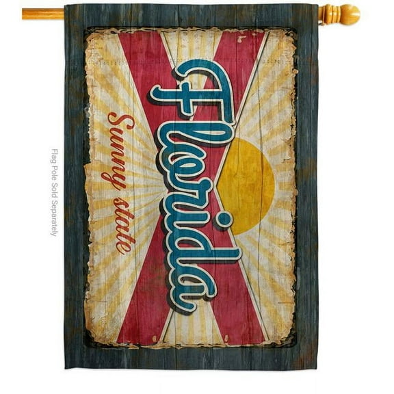 28 x 40 in. Florida Vintage American State House Flag with Double-Sided Horizontal Decoration Banner Garden Yard Gift