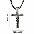 thumbnail image 3 of HaoXun Alloy Twisted Cross Pendant Necklace for Men & Women - Adjustable Leather Chain, Hand-Forged 1.5x0.88 Inch Religious Jewelry Gift Set 2pc, Durable Hypoallergenic Design for Daily Wear, 3 of 9