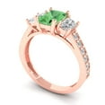 thumbnail image 2 of 1.88 ct Emerald Cut Simulated Green Diamond Three-Stone Engagement Ring for Women in 18K Rose Gold, 2 of 5
