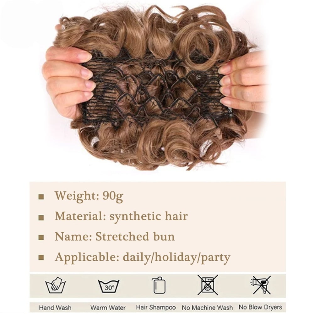 Messy Dish Hair Bun Extension Short Wave Curly Easy Stretch Hair Combs Clip in Ponytail Extension