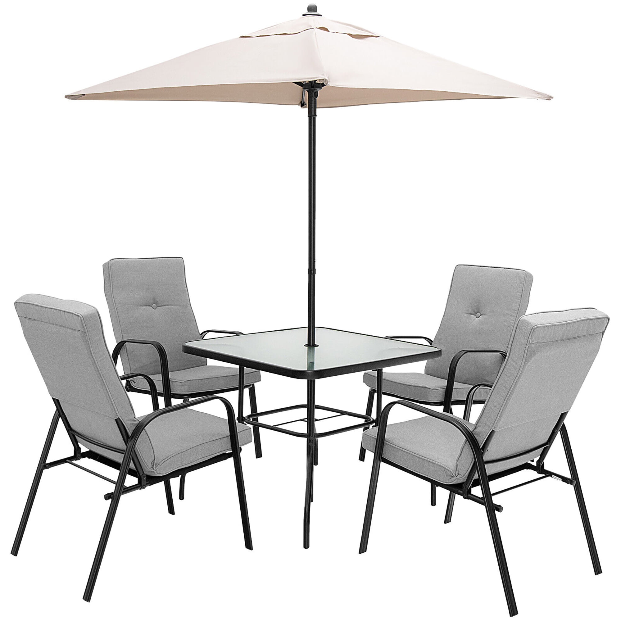 Gymax 5ft Patio Square Market Table Umbrella Shelter 4 Sturdy Ribs