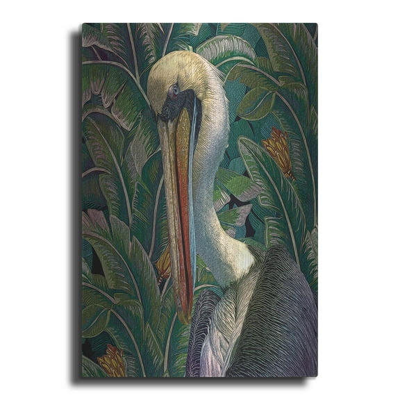 Luxe Metal Art 'Primal Pelicana' by Steve Hunziker, Metal Wall Art, 12"x16"