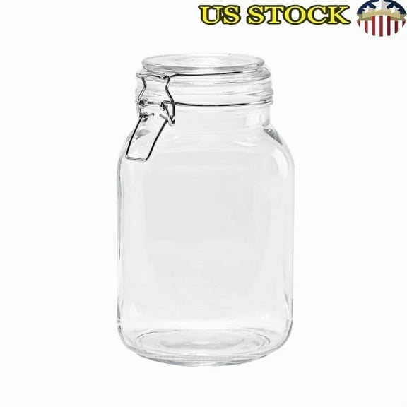 Airtight Glass Storage Jar Canister Coffee Beans Spices Dry Foods 67Oz Capacity