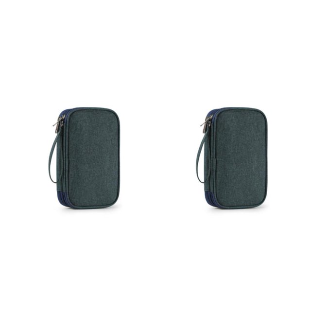 Yuarrent Bolsa de almacenamiento de cables para auriculares, estuche de transporte portátil para acampar, organizador de auriculares, bolsa con Azul marino 2piezas