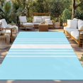 thumbnail image 2 of Aqua White Stripe Outdoor Rug 3x5 Ft - Reversible Patio Rug Outdoor Camping Rugs, Modern Rustic Vertical Striped Washable Indoor Outdoor Area Rugs, Non-Slip Outdoor Carpet Runner for Deck/Porch, 2 of 8