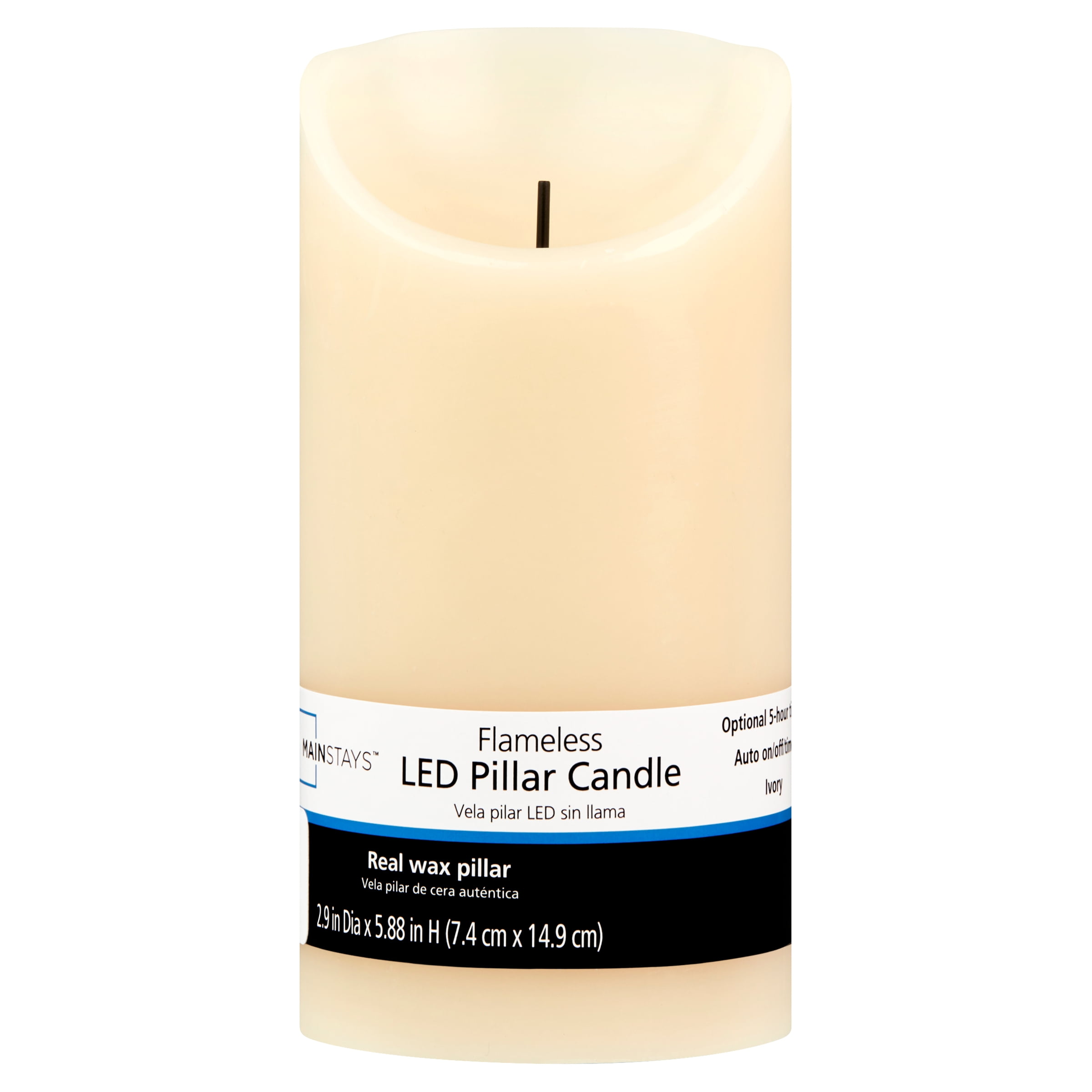 (2 pack) Mainstays Unscented Flameless LED Pillar Candle, Ivory, 3 x 6 in