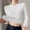 White, variant on Itsame Plush Pullover Sweater Women Loose Crew Neck Sweaters Long Sleeve Solid Color Sweatertop White Size Free Size
