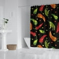thumbnail image 2 of Chili Pepper Shower Curtain with Spicy Red Vegetable Pattern, Cute Kawaii Cartoon Design, Waterproof Fabric with Hooks, Machine Washable, Fun Aesthetic Hot Shower Curtain for Bathroom Decor, 2 of 5