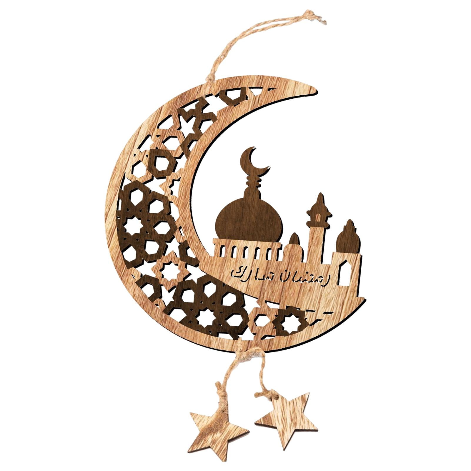 Wooden EID Hanging Ornaments Moon Castle Table Decor 2023 Eid Al Adha