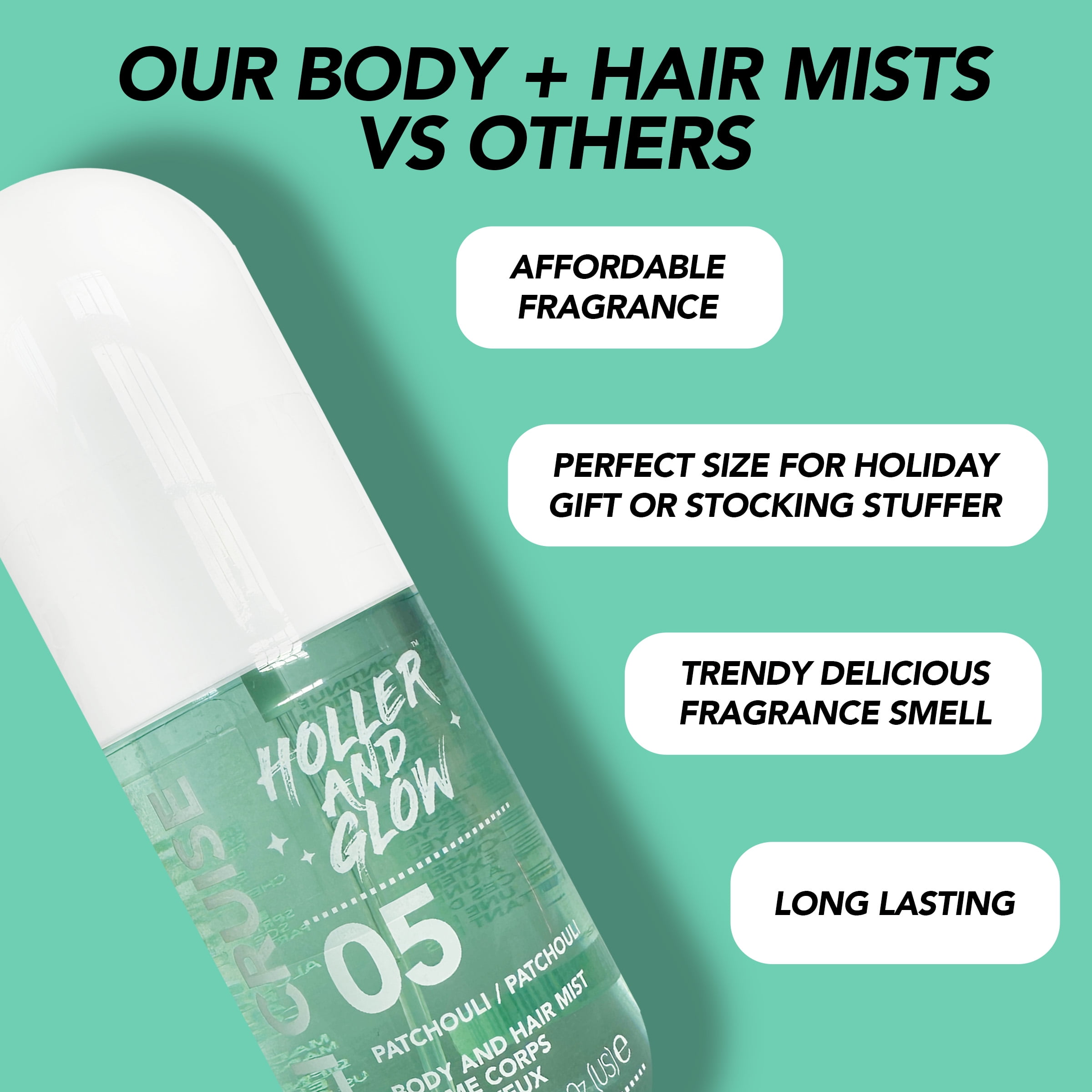 Holler and Glow Cali Cruise Patchouli Body & Hair Mist, 240ml/8.11 fl oz