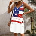 thumbnail image 4 of SELONE Women Midi Dress American Themed Sleeveless V Neck USA Flag Themed Apparel Red White Blue Wear Clothes Fourth of July Gifts Activewear M, 4 of 7
