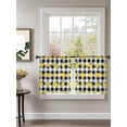thumbnail image 2 of Sheer Curtains 54 Inch Length 2 Panels Set for Kitchen, Yellow Lemons Semi Sheer Curtains for Windows, Summer Botanical Black White Checkered Voile Window Treatments Rod Pocket Curtain, 2 of 7
