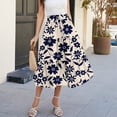thumbnail image 5 of Long Skirt for Women Floral Print Pleated Flowy Maxi Skirts Casual Drawstring High Waisted A Line Skirts Women Clothing, 5 of 6