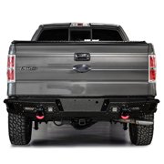 Vijay Rear Bumper for 2009-2010-2011-2012-2013-2014 Ford F150 Steel Black with Spotlights and D-Rings