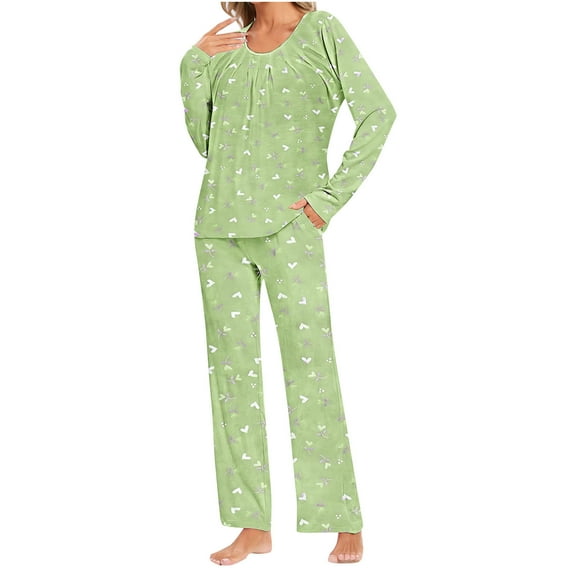 Tnhcen Women's Long Sleeve Pajamas Set Casual Sleepwear Outfits Loose Top and Pants Homewear S-3XL
