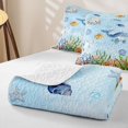 thumbnail image 4 of jejeloiu Watercolor Ocean Life Twin Quilt Set,Whale Print Twin Coverlet Set For Boys,Blue White,2 Pieces, 4 of 7