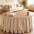 thumbnail image 6 of 6ft Khaki Gingham Ruffled Teacher Desk Skirt, Scalloped Hook and Loop Table Skirt, Back to School Classroom Decor, Polyester Full Coverage Desk Skirt for Teacher Office Reception Table Decor, 6 of 8