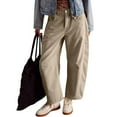 thumbnail image 2 of JAJAHO Women's Corduroy Pants Mid Rise Elastic Waist Tapered Pants Casual Baggy Solid Color Trousers With Pockets Soft Trousers, 2 of 6