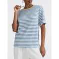 thumbnail image 6 of Komoo Women Oversized Striped T-Shirt Short Sleeve Crewneck Basic Shirt 2024 Fashion Summer Tee, 6 of 7