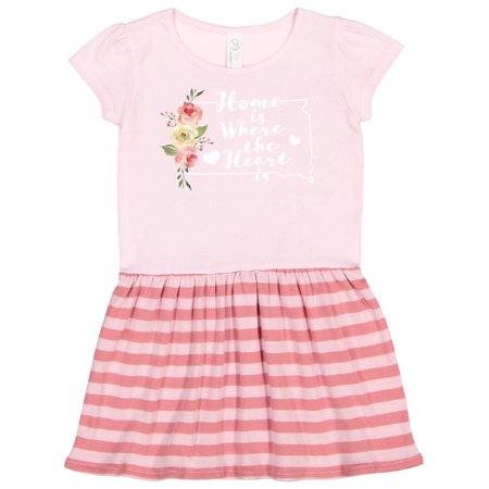 

Inktastic South Dakota Home is Where The Heart is with Watercolor Floral Gift Toddler Girl Dress