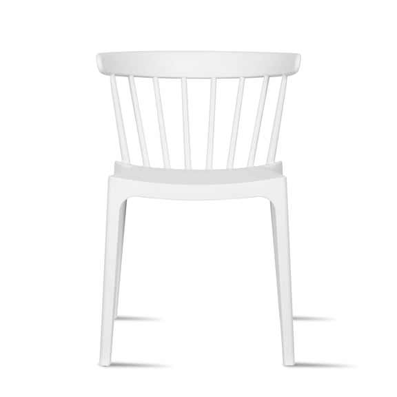 Modern Dining Elbow Side Chair Molded Plastic Indoor and Outdoor Stackable Slat Back Patio Chair, White, Set of 1, 1 piece