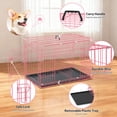 thumbnail image 5 of CL.HPAHKL 24 inch Small Dog Crate, Metal Wire Folding Dog Kennel Cage with Double Door & Leak-Proof Pan, Portable Puppy Crate Cage for Small Dogs, Pink, 5 of 7