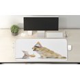 thumbnail image 2 of Birthday Computer Mouse Pad, Cat and Dog Domestic Animals Human Best Friend Party with Cupcake and Candle, Rectangle Non-Slip Rubber Mousepad X-Large, 35" x 15" Gaming Size, Multicolor, by Ambesonne, 2 of 2