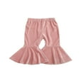 thumbnail image 1 of Children Autumn Velvet Flare Pants Solid Color Elastic Waistband Trousers, 1 of 9
