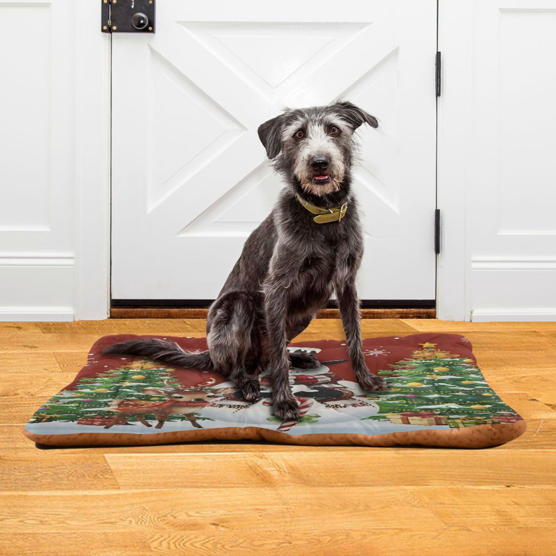 Qxltty Christmas Snowman Ped Pad Wear-resistant and Hard to Bite Through Sleeping Pad for Small Medium Large Dogs Winter Pet Bed 36×24in