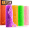 thumbnail image 1 of Esponja de baño UJFQBH African Net Long Net exfoliante x4 (morado, naranja, verde, rosa), 1 of 6