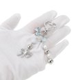 thumbnail image 5 of Unique Bargains 1 Pc Handbag Charm Keychain Beads Bag Accessories Silver Tone Beige Blue, 5 of 6