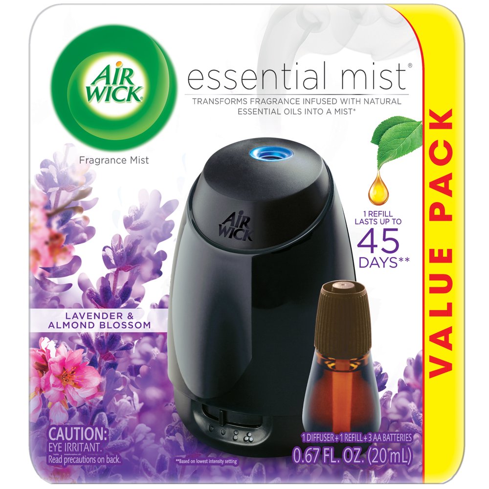 Air Wick Essential Mist Starter Kit (Diffuser + Refill), Lavender and Almond Blossom, Essential