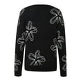thumbnail image 4 of Daznico Womens Sweater,Sweaters for Women Casual Crewneck Long Sleeve Floral Print Knit Pullover Sweater Tops-Black-S, 4 of 7