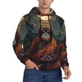 thumbnail image 2 of Kdxio Banana Leaf Meditating Gorilla Print Mens Casual Hooded Collar Drawstring Hoodies Pullover Sweatshirts Casual Long Sleeve Shirts-X-Large, 2 of 7