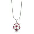 thumbnail image 2 of Gem Stone King Stunning White Soccer Ball with Pink Crystals Pendant and 16 inch Snake Chain, 2 of 3