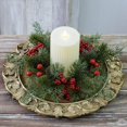 thumbnail image 3 of 2 Pcs Christmas Artificial Pine Candle Rings Wreaths, Red Berry, Greenery Garland Candle Ring, 3 Inch Center, Xmas Candlerings for Pillar Candle Holiday Mantle Table Decor, 3 of 5