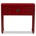 Baxton Studio Melodie Classic and Antique Red Finished Wood Bronze Finished Accents 6-Drawer Console Table