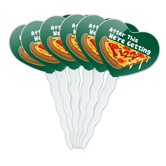 After This We're Getting Pizza Funny Heart Love Cupcake Picks Toppers Decoration Set of 6