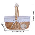 thumbnail image 2 of Practical Wicker Storage Solution for Home and Outdoor Activities Featuring Gingham Lace Trim Design with Crochet for Versatile Use, 2 of 6